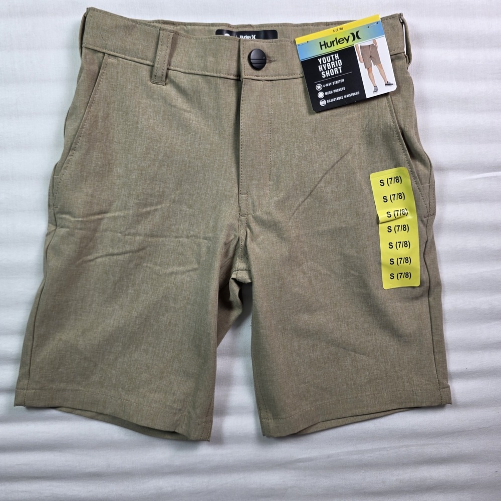 NWT Hurley Youth Boys Size S (7/8) Tan Hybrid Shorts, Polyester, Summer